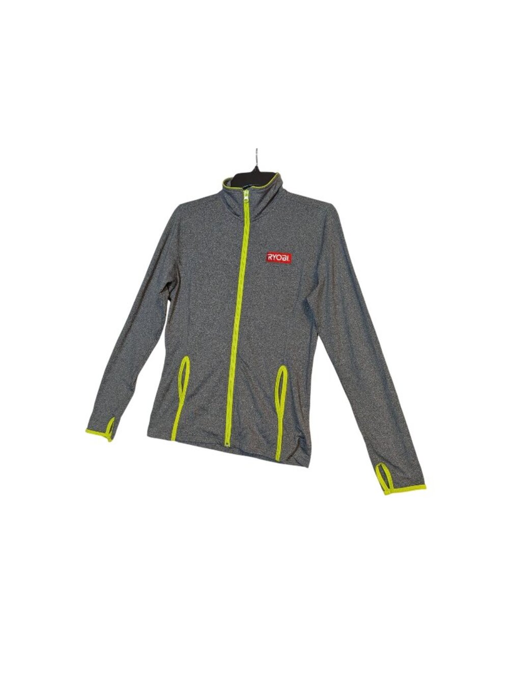 Ryobi Womens Gray Full-Zip Jacket With Neon Trim Sport-Tek Ladies S Lightweight